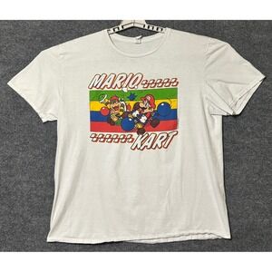 Nintendo Mario Kart Graphic T-Shirt Mens XL White Fruit of the Loom Cotton